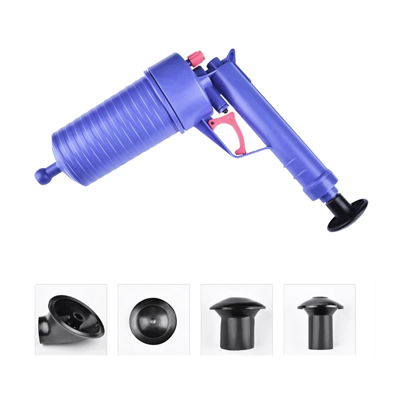 Toilet Plunger Drain Clog Remover High Pressure Air Drain Sink Plunger With 4 Sized Suckers, Tub Drain Cleaner Opener