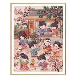 Chinese New Year Printed on canvas 11CT  DIY Cross Stitch Sets For Embroidery kit Needlework Home Decor 42 Colors