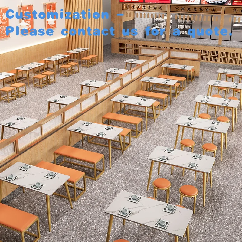 custom.Modern Iron Square Stool Table Chair Combination Fast Food Chains Canteen Noodle Shop Spicy Hot Restaurant Furn