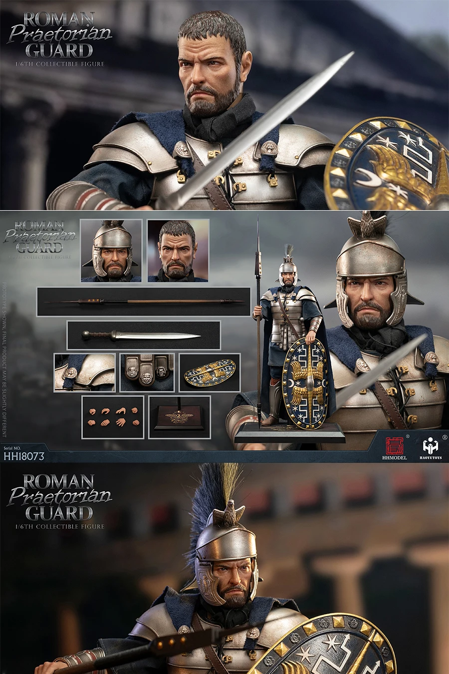 1/6 Scale 12-Inch Roman Silver Legionary Collectible Action Figure Ancient Rome Soldier Model Toy by HHMODEL & HAOYUTOYS