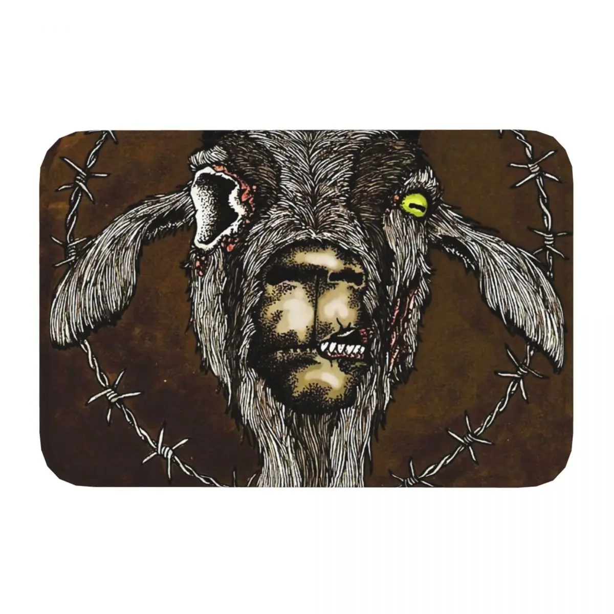 Rotting Goat Head Black Heavy Metal Non-slip Doormat Carpet Bath Kitchen Mat Welcome Indoor Pattern