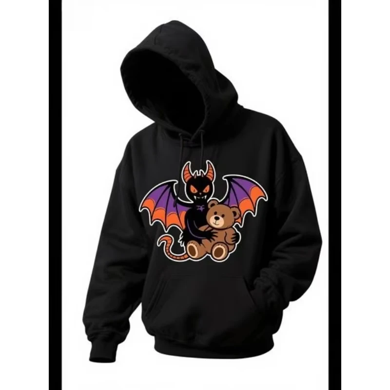 

Свитер с капюшоном для мужчин и женщин на Хэллоуин, осенний черный кот, милый вампир, мультфильм для мальчиков и девочек, детский наряд с длинными рукавами для родителей и детей