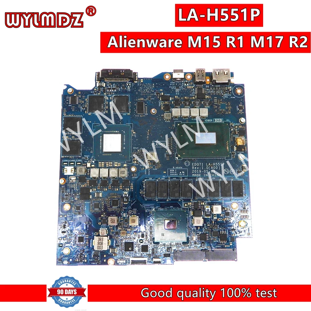 LA-H551P i7-9750H CPU GTX1650-V4G GPU 8GB-RAM Motherboard For DELL Alienware M15 R1 M17 R2 Laptop Mainboard 100% Tested OK