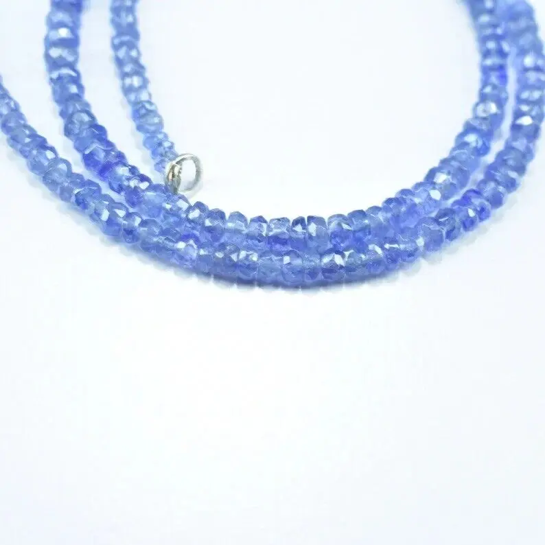 Natural Tanzanite roundelle Faceted Beads Necklace,2*4mm,18 Inches, AAA Quality