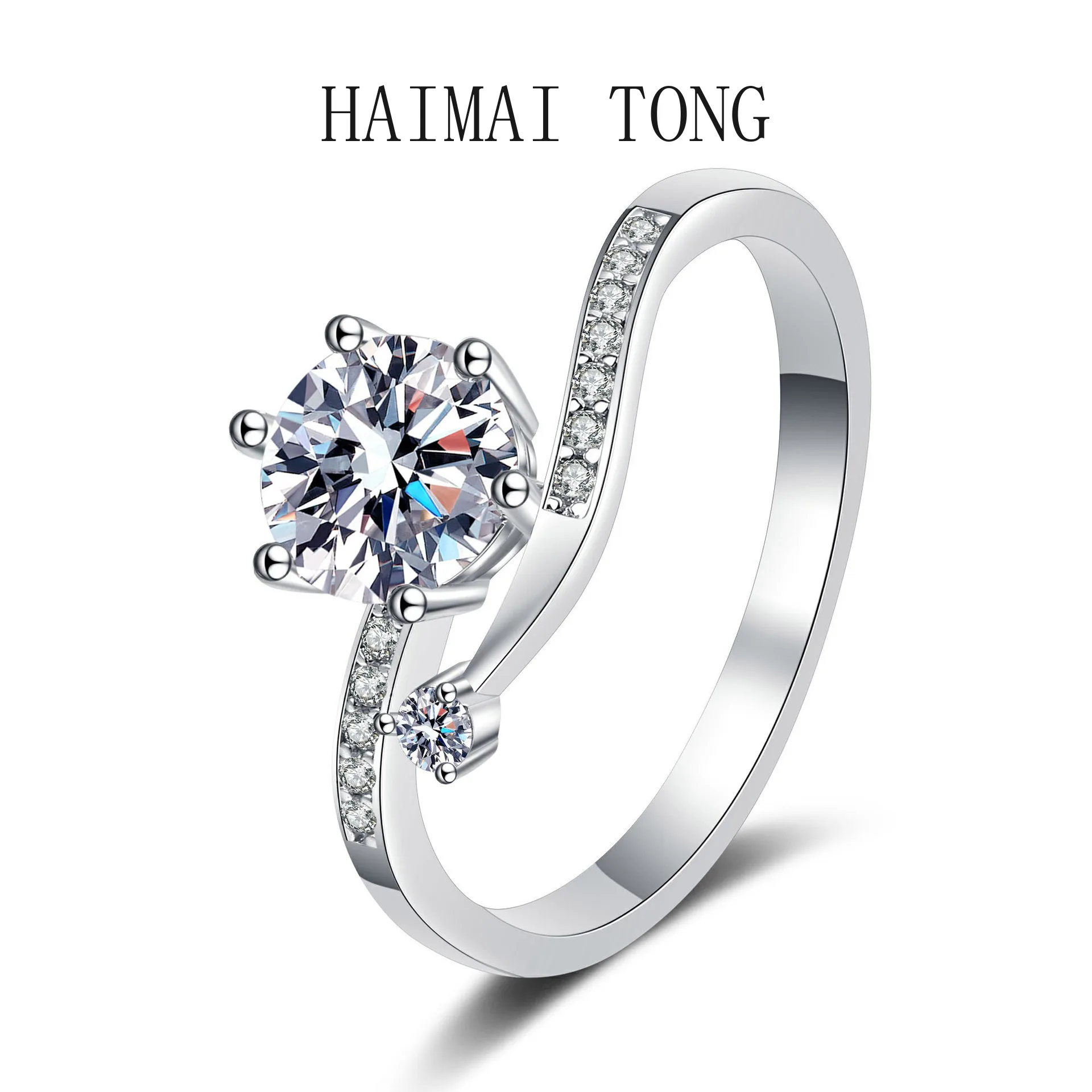 HAIMAITONG Ring Women Moissanite Ring pt950 platinum ring manufacturers custom wholesale wedding gifts