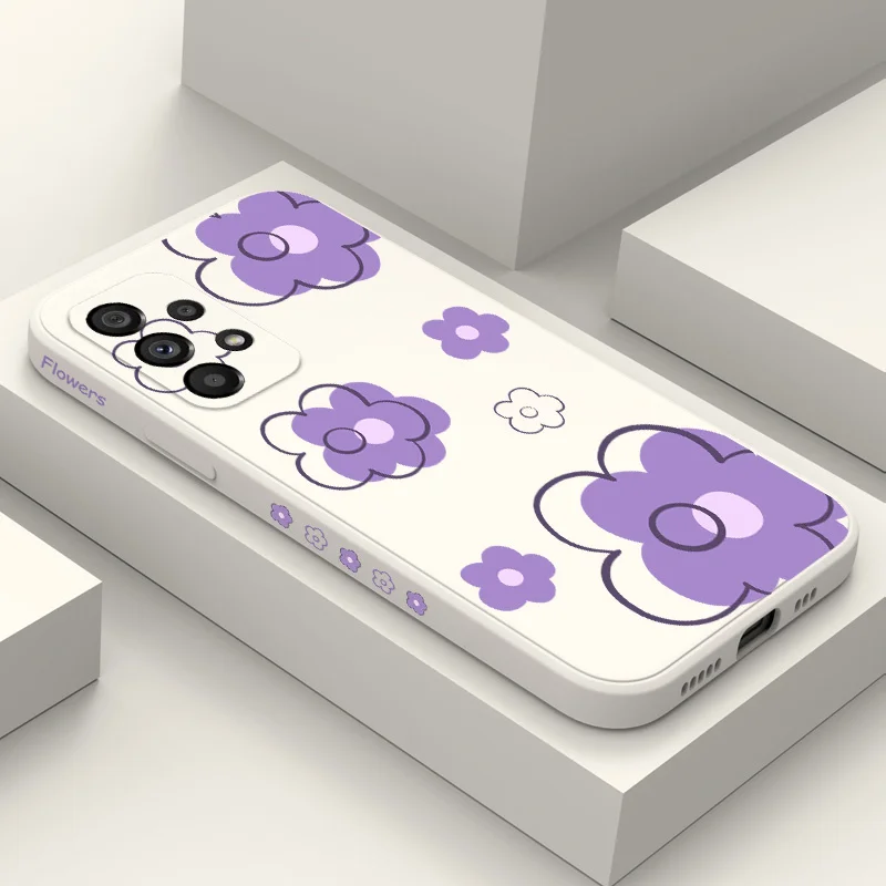 

Purple Flower Case For Samsung Galaxy A73 A53 A33 A23 A13 A03 A72 A52 A52S A32 A22 A12 A02 A02S A71 A51 A31 A21S 4G 5G Cover