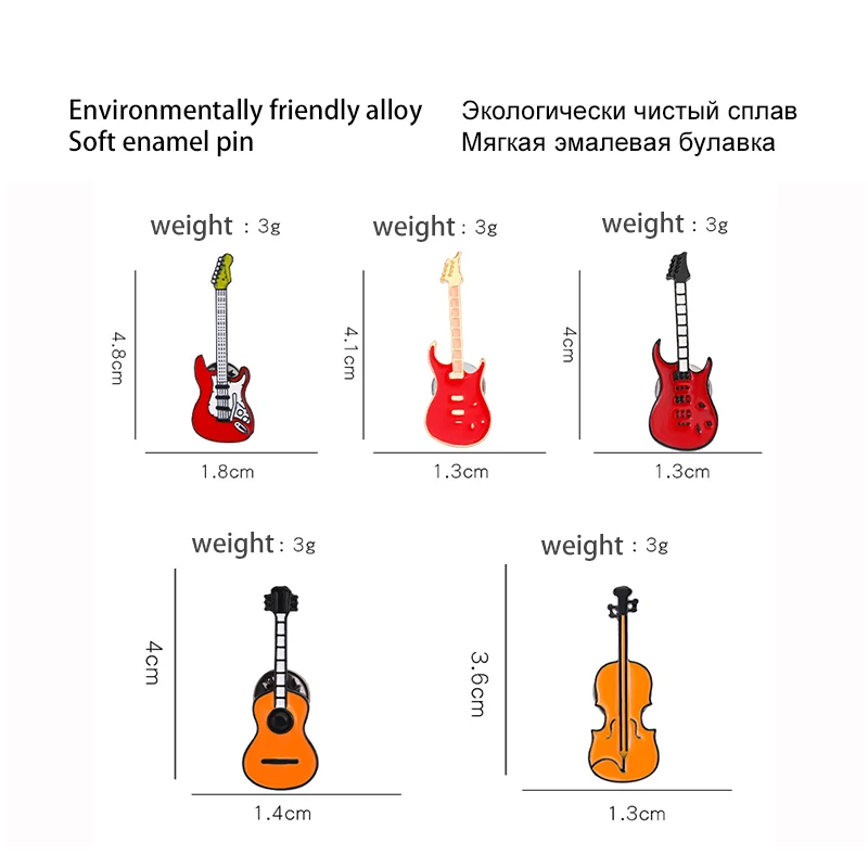 Pins Custom Bass Guitar Brooches Musical Instrument Lapel Badges Cartoon Jewelry Gift for Kids Friends Rock Band Enamel - view 3