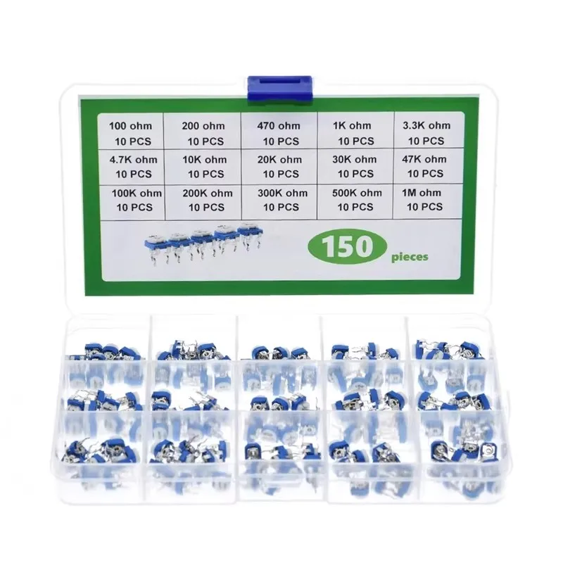 100PCS/150pcs boxed RM065 blue and white adjustable resistor boxed kit 1K 10K 100K
