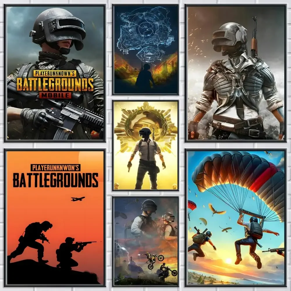ملصق Hot GAME P-PUBG B-Battlegrounds عالي الدقة مقاوم للماء مثالي لغرفة النوم والمكتب المنزلي هدية رائعة