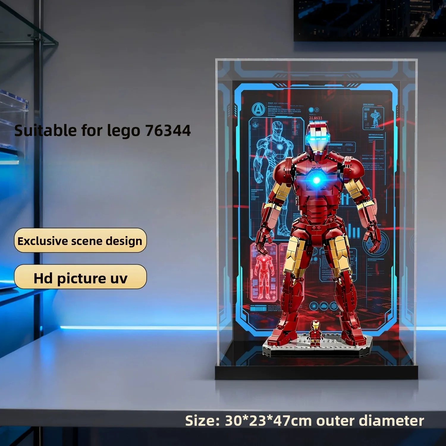 High-definition transparent acrylic storage and display box suitable for LEGO 76344 building blocks