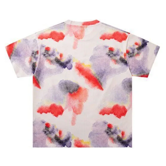 MAJESTIK Robot Direct Spray Printed Loose Washed Vintage Stained Diamond Round Neck Short Sleeve T-Shirt