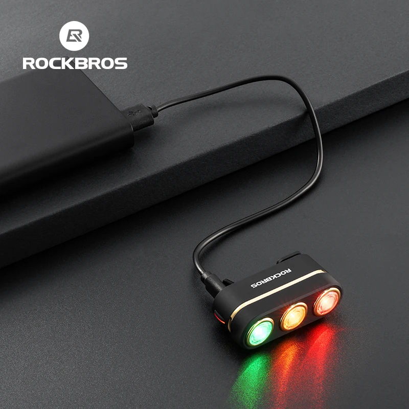 ROCKBROS Bicycle Lights Smart Creative Three Color Bicycle Warning Taillights Type-C Rechargeable Auto Wake-Up Bike Rear Lamp