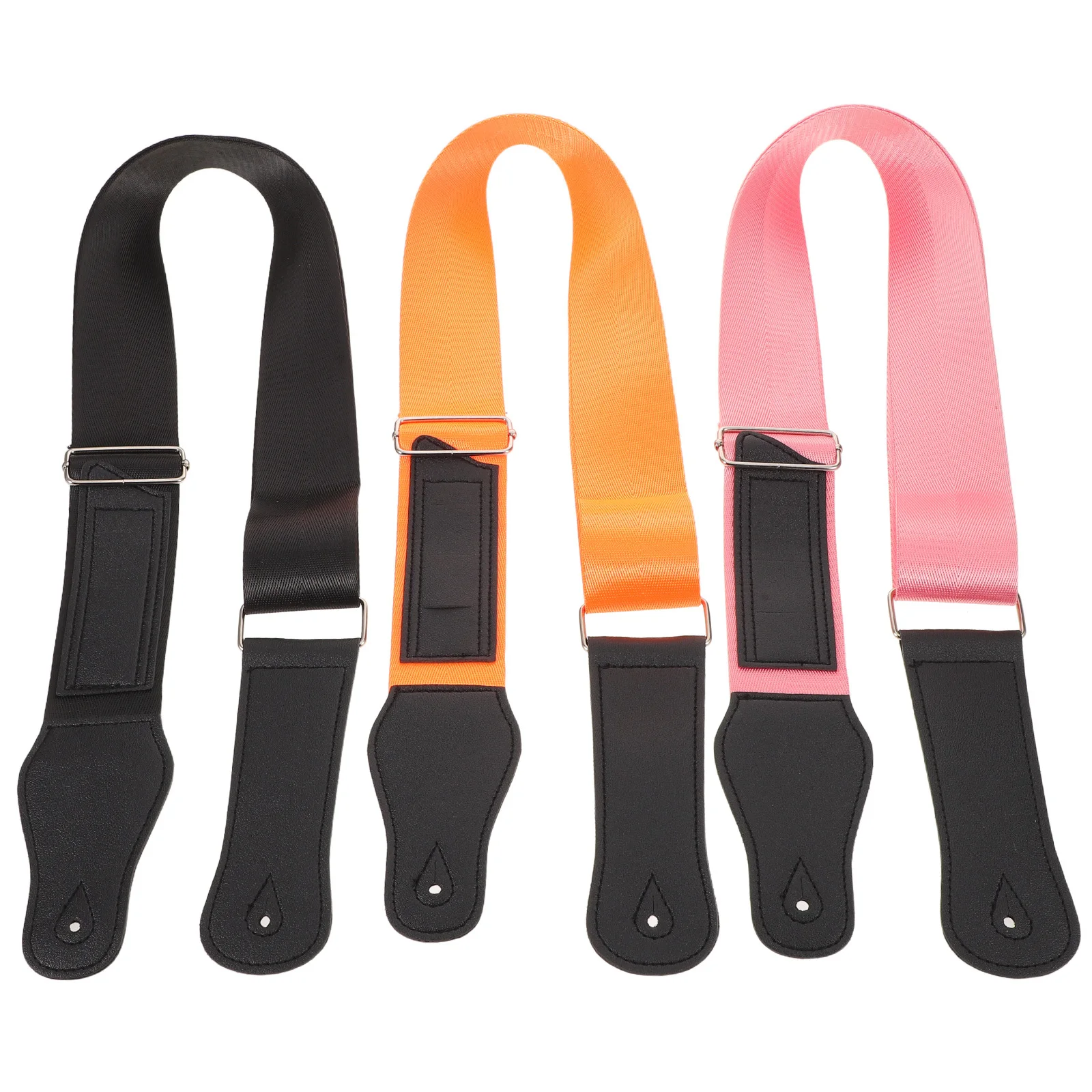 

3Pcs Durable Adjustable Guitar Straps Polyester Thick Padded Wide Electric Bass Acoustic Strap Orange