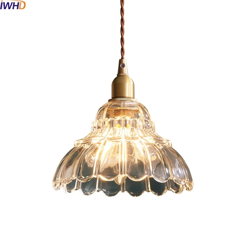 

IWHD Chandelier LED Pendant Lights For Bedroom Living Room Bar E14 Glass Copper Nordic Hanging Lamp Luminaire Suspendu