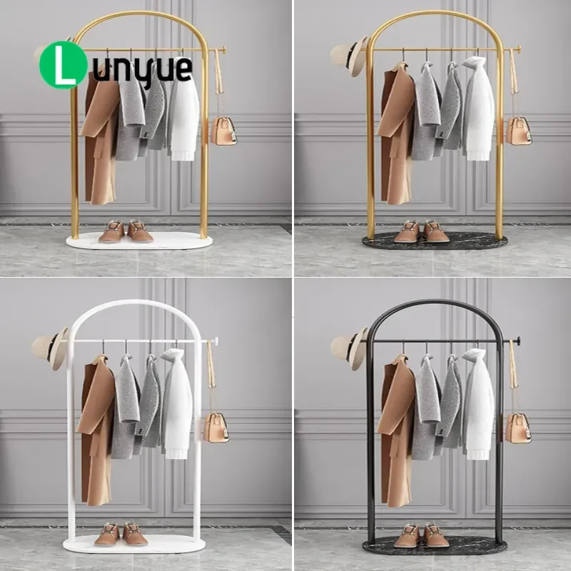 Modern Wrought Iron Coat Rack Floor to Ceiling Multi Functional Clothes Hanger for Bedroom Living Room Simple Indoor Home