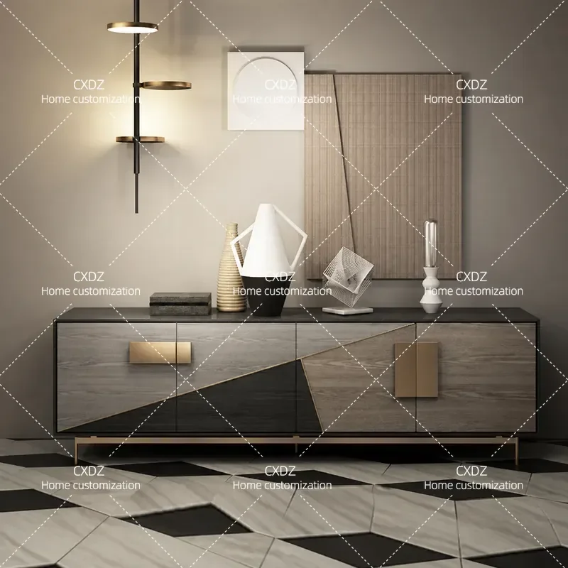 Modern Solid Wood TV Cabinet High End Storage Floor Unit Simple Home Entertainment Center Wall Mounted Locker Furniture