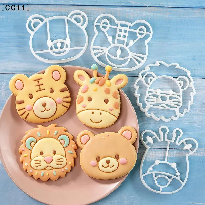 1 Pcs Animal Cookie Cutters Set 3D Cute Lion Tiger Giraffe Bear Baking Tools For Pastry Cake Pie Cupcakes Home Kitchen〔CC11〕