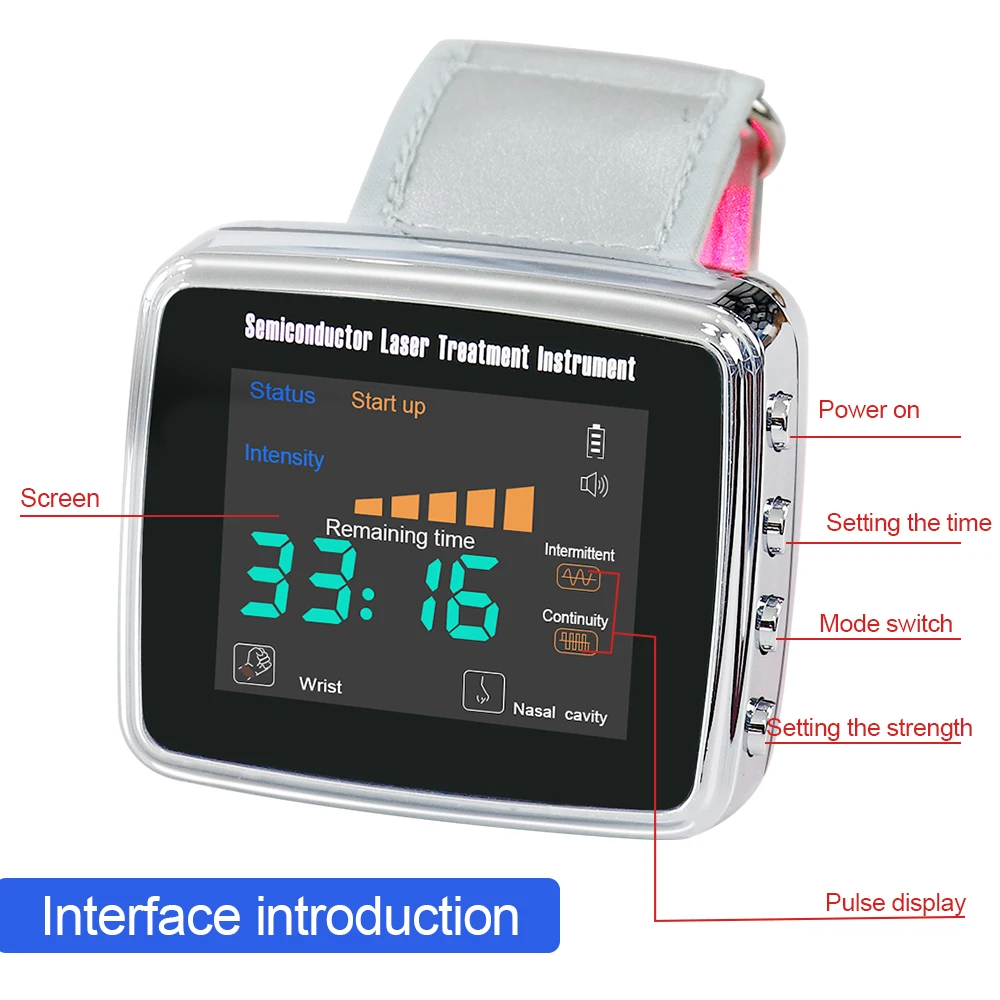 650nm Laser Physiotherapy LLLT Wrist Watch 15 Hole Light Semiconductor Nano Laser Therapy Diabetes Hypertension Sinusitis Device