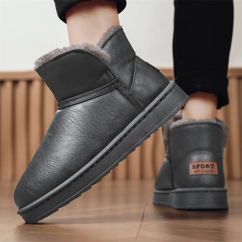 أحذية الثلوج الرجالية 2025 نمط الشتاء الجديد، مبطنة بالصوف، سميكة، دافئة، أحذية قطنية كبيرة، أحذية رجالية غير قابلة للانزلاق، أحذية بدون كعب مقاومة للماء #5
