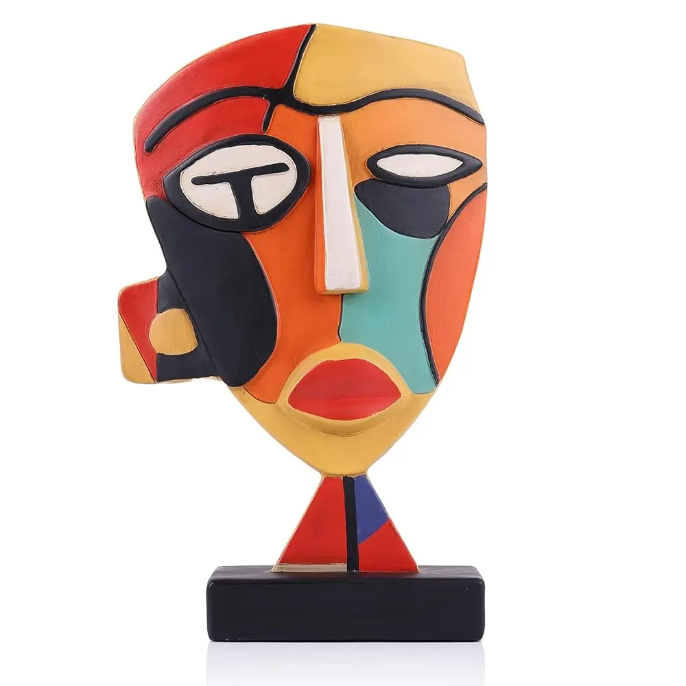 

9.8'' Resin Abstract Coffee Table Sculptures, Handcrafted African Art Tribal Figurines Weird Art Decor, Modern Design African