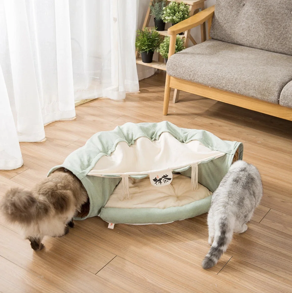 

Большой кот, складной скрывающий туннель, мягкая подушка, постельное белье для сна, 4 цвета, домашнее животное