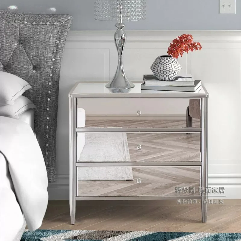 PYH modern mirror bedside table, sofa edge corner, simple storage storage cabinet can be customized