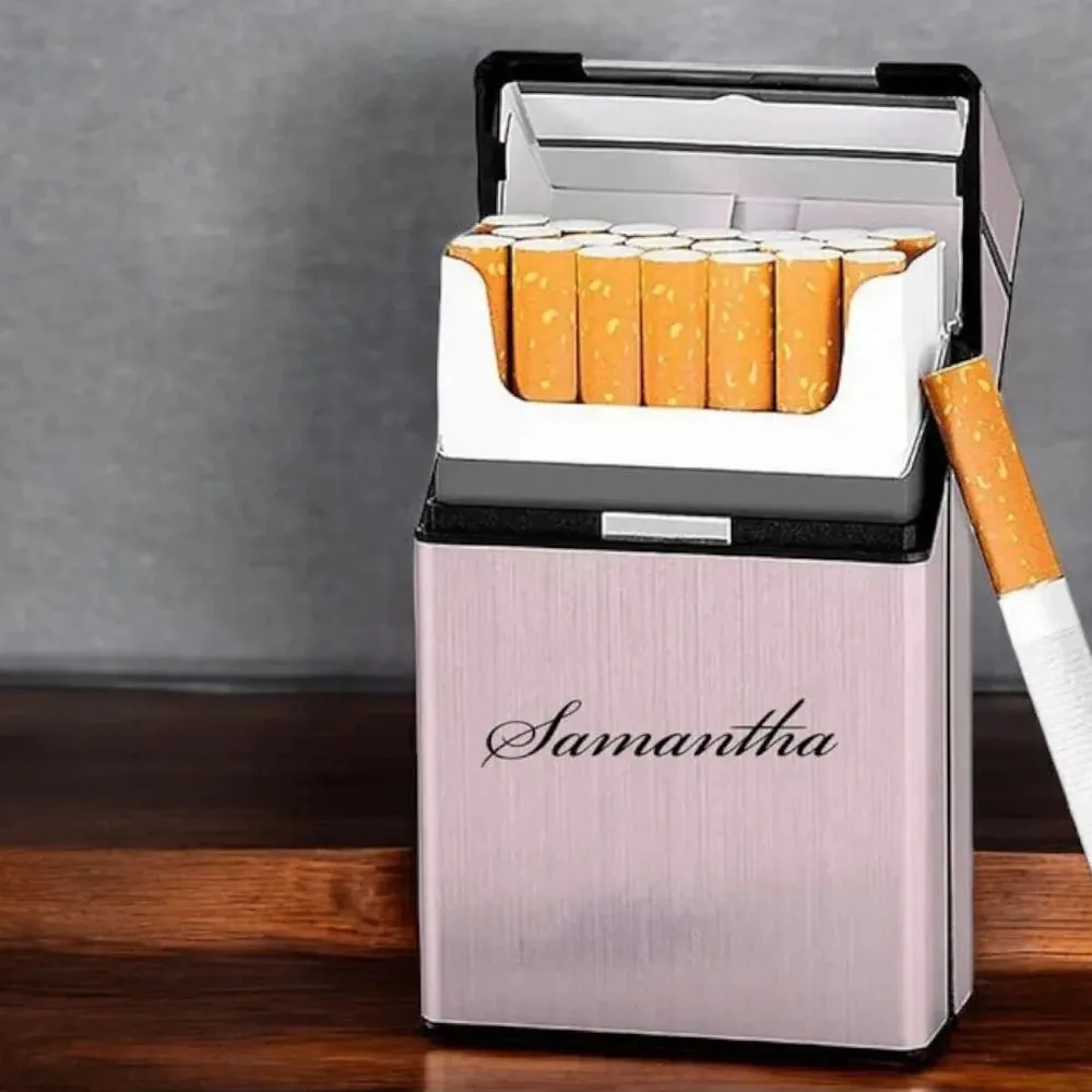 Customized Personalized Aluminum Alloy Cigarette Case Portable Large Capacity Magnetic Buckle Flip Cover Cigarette Storage Box view 6