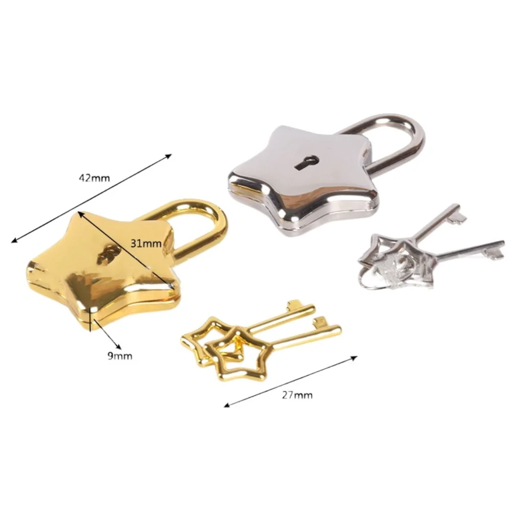 Silvery Star Shape Padlock Mini Star Key Classic Vintage Style LOCK Gold Cute Five Pointed Star Lock Luggage