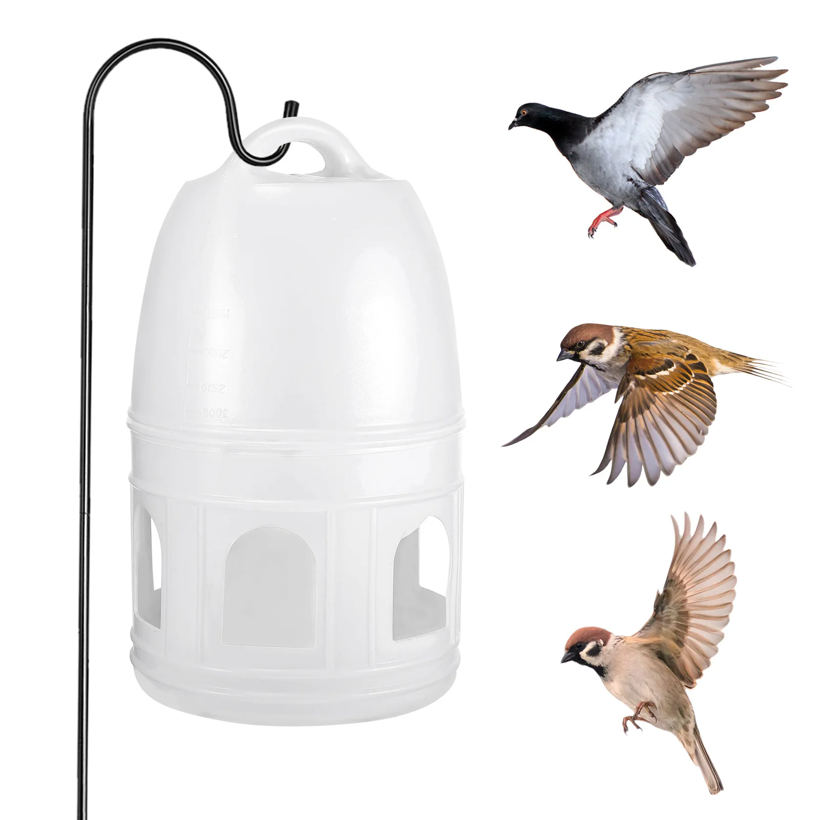 

5L Transparent Bird Water Feeder Automatic Pigeon Drinker Sturdy Plastic Drinking Container with and Hang Design