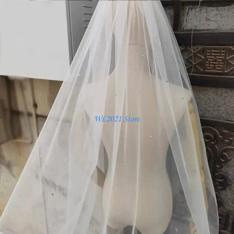 G5GC Mạng che mặt đám cưới sang trọng Thạch anh trang trí lãng mạn Sheer Mạng che mặt cô dâu đẹp cho đám cưới và sự kiện