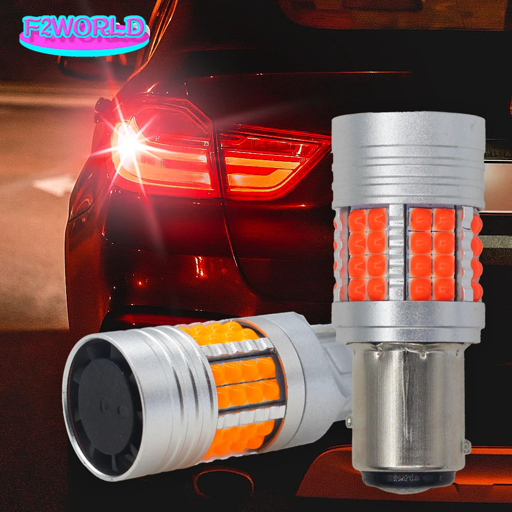 2PCS 1156 7440 T20 BA15S P21W 48smd Canbus 3030 LED Lights Bulbs With Cooling Fan For Car Turn Signal Reversing Brake Lights 12V