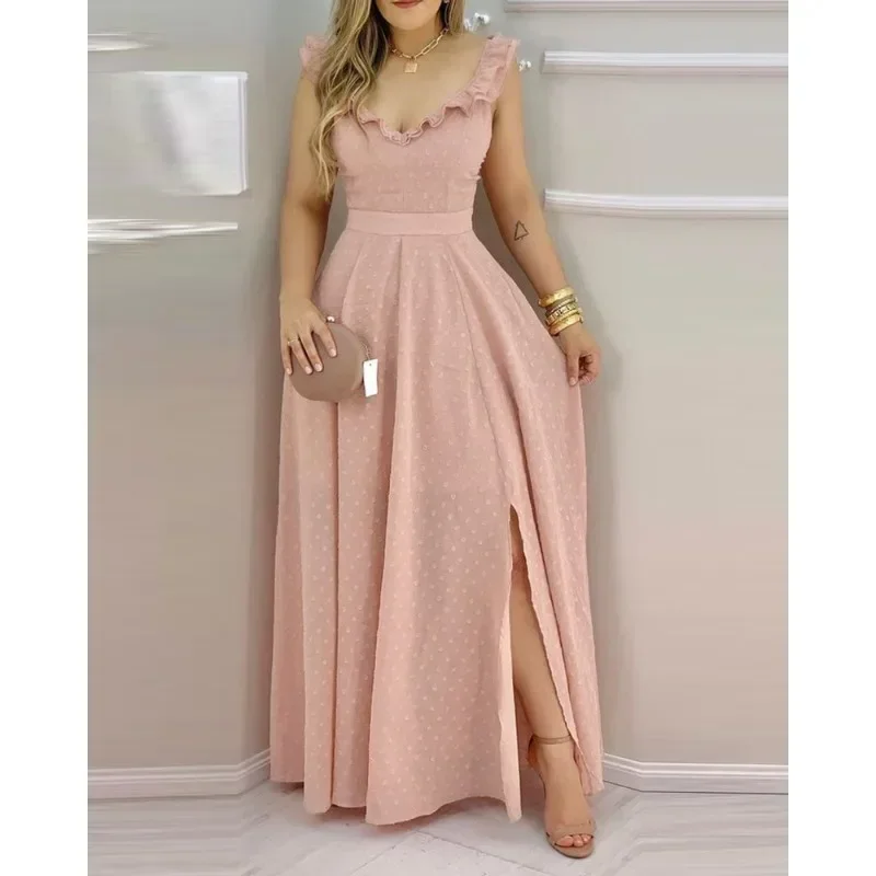 2024春夏新作 レディース 無地 セクシー スリング バックレス ワンピース