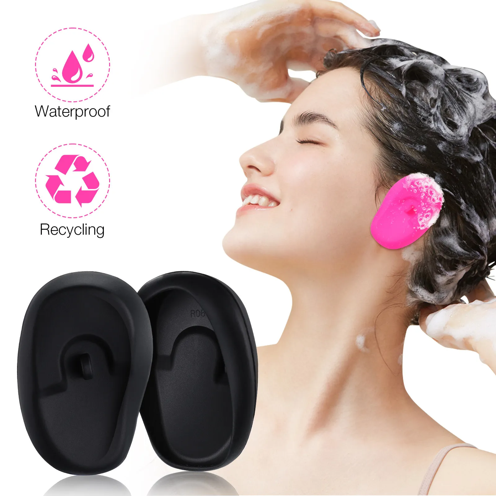 4Pairs Supple Silicone Ear Covers Waterproof Ear Protectors for Shower Hair Washing Curling Iron Use Tender Earmuffs
