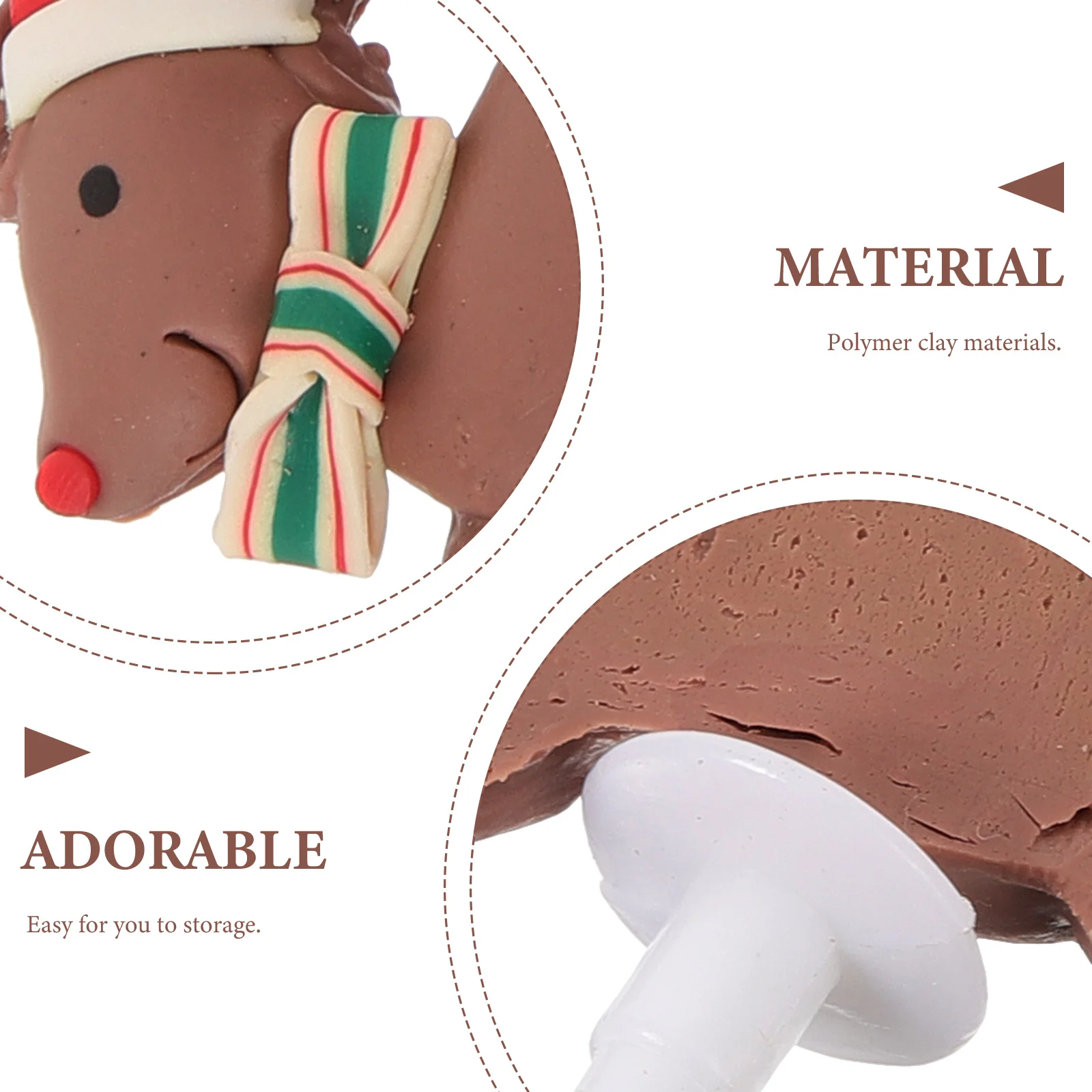 

2Pcs Polymer Clay Christmas Cake Toppers Cute Dessert Ornaments Desktop Decoration Holiday Birthday Party Decor