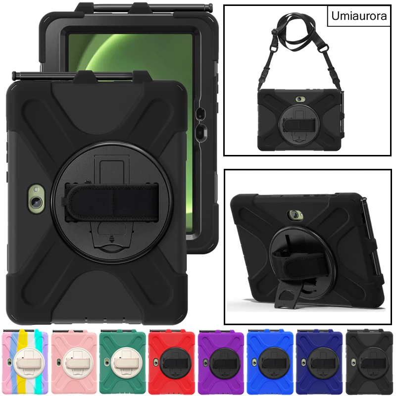 For Samsung Tab Active 4 5 Pro 10.1 inch SM-X350 X356B SM-T630 T540 Heavy Duty Rugged Tablet Case Stand Strap Shockproof Funda