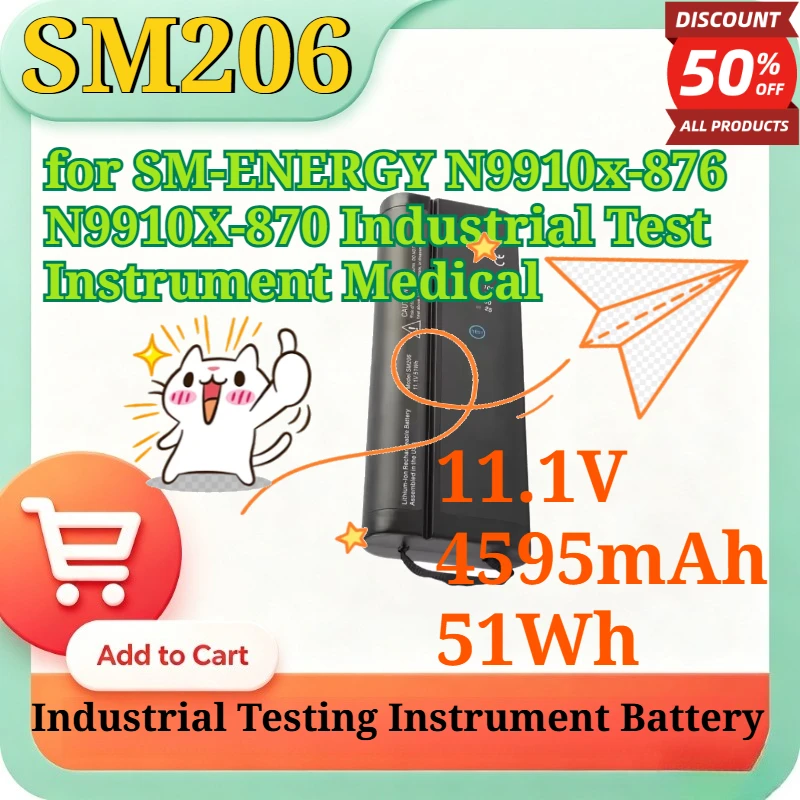 SM206 11.1V 4595mAh 51Wh Rechargeable Li-ion Battery Pack for SM-ENERGY N9910x-876 N9910X-870 Industrial Test Instrument Medical