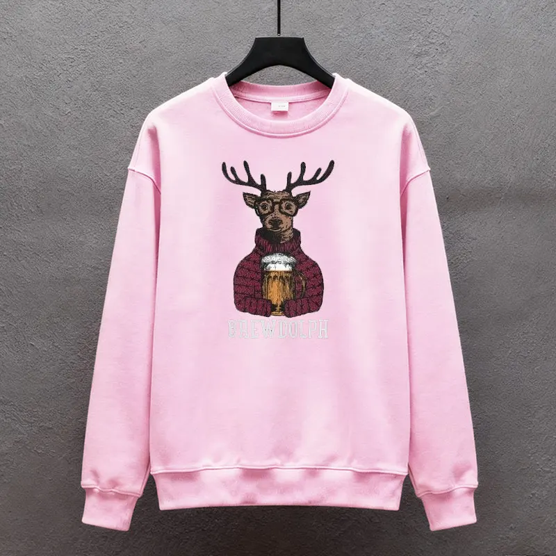مضحك البيرة عاشق عيد الميلاد هوديي الرنة عطلة حزب Crewneck البلوز شرب قميص للرجال الخريف والشتاء السترة