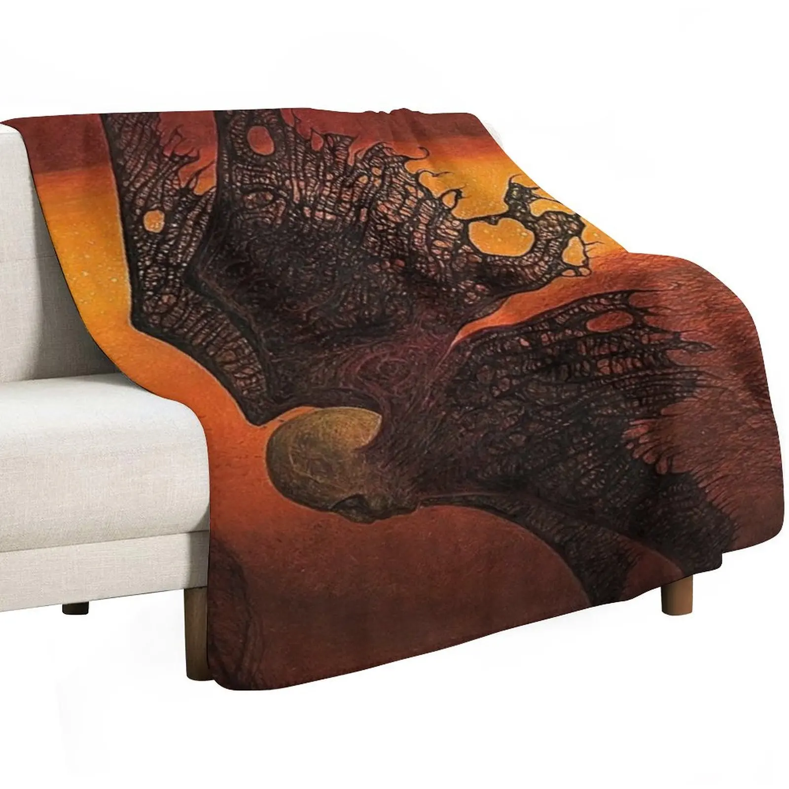 Untitled (Ghost), by Zdzis?aw Beksi??ski Throw Blanket Cute Hair Plaid on the sofa Large Luxury Designer Summer Blankets