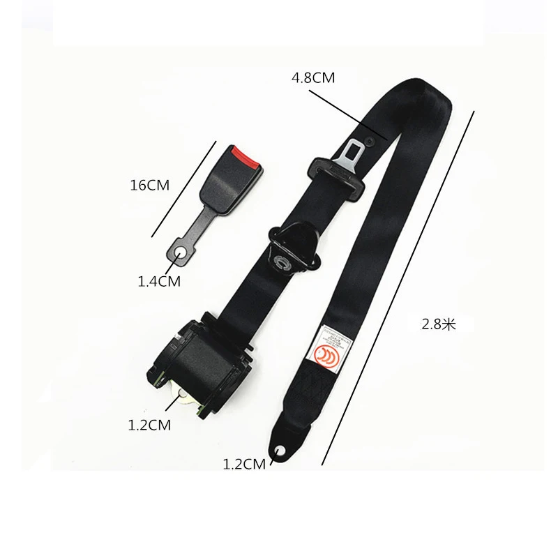 Universal 3-Point Seat Belt Straps for Car Truck Bus Van Emergency Locking Safety Harness Auto Lap Belt