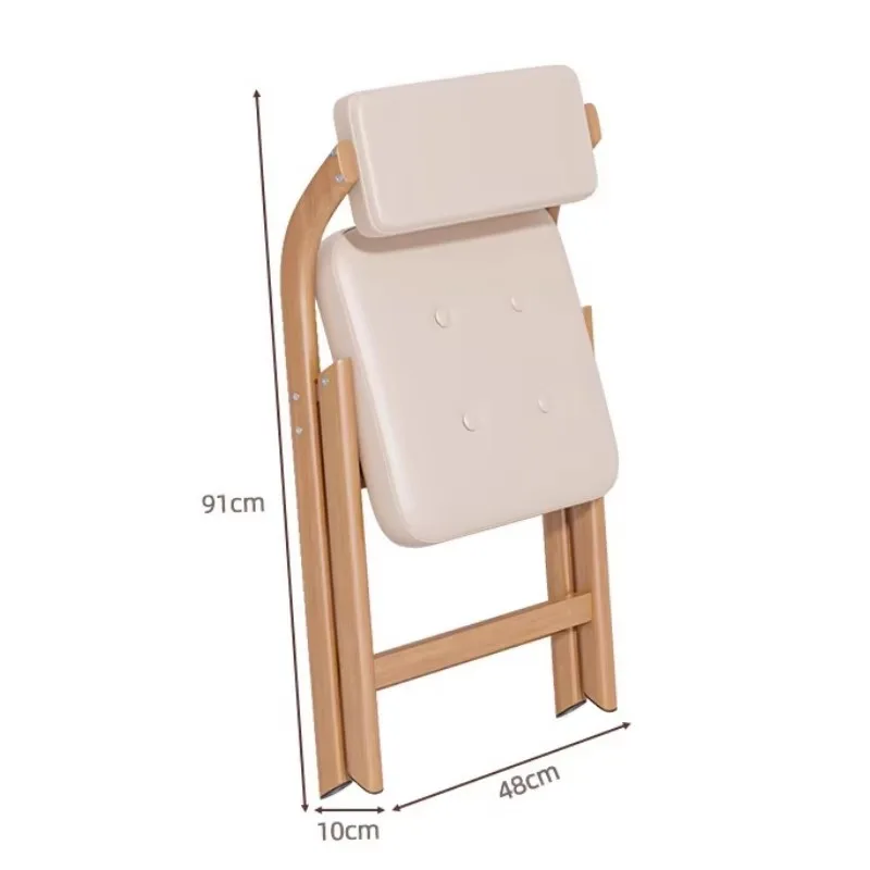 Foldable Dining Chair, Padded Backrest Home Chair, Stackable Solid Wood Seat, Aesthetic Living Room Decor Accent Piece