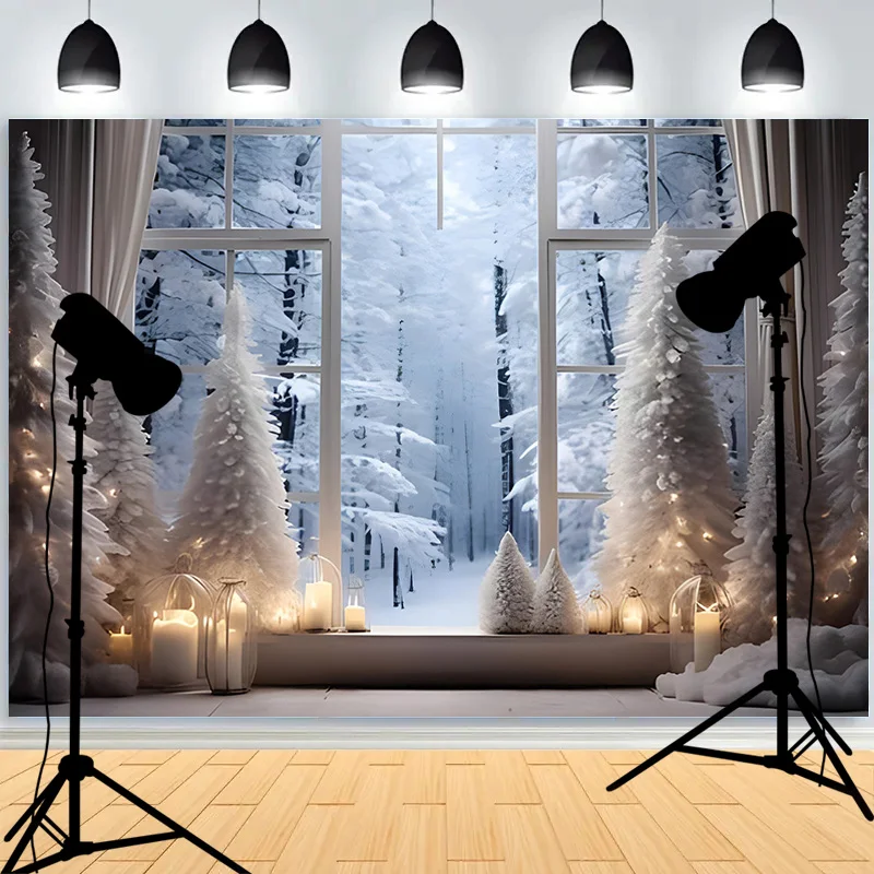 Winter Wonderful Christmas Day Flower Wreath Photography Backdrops Props Indoor DecorationXmas Eve New Year Background RD-107