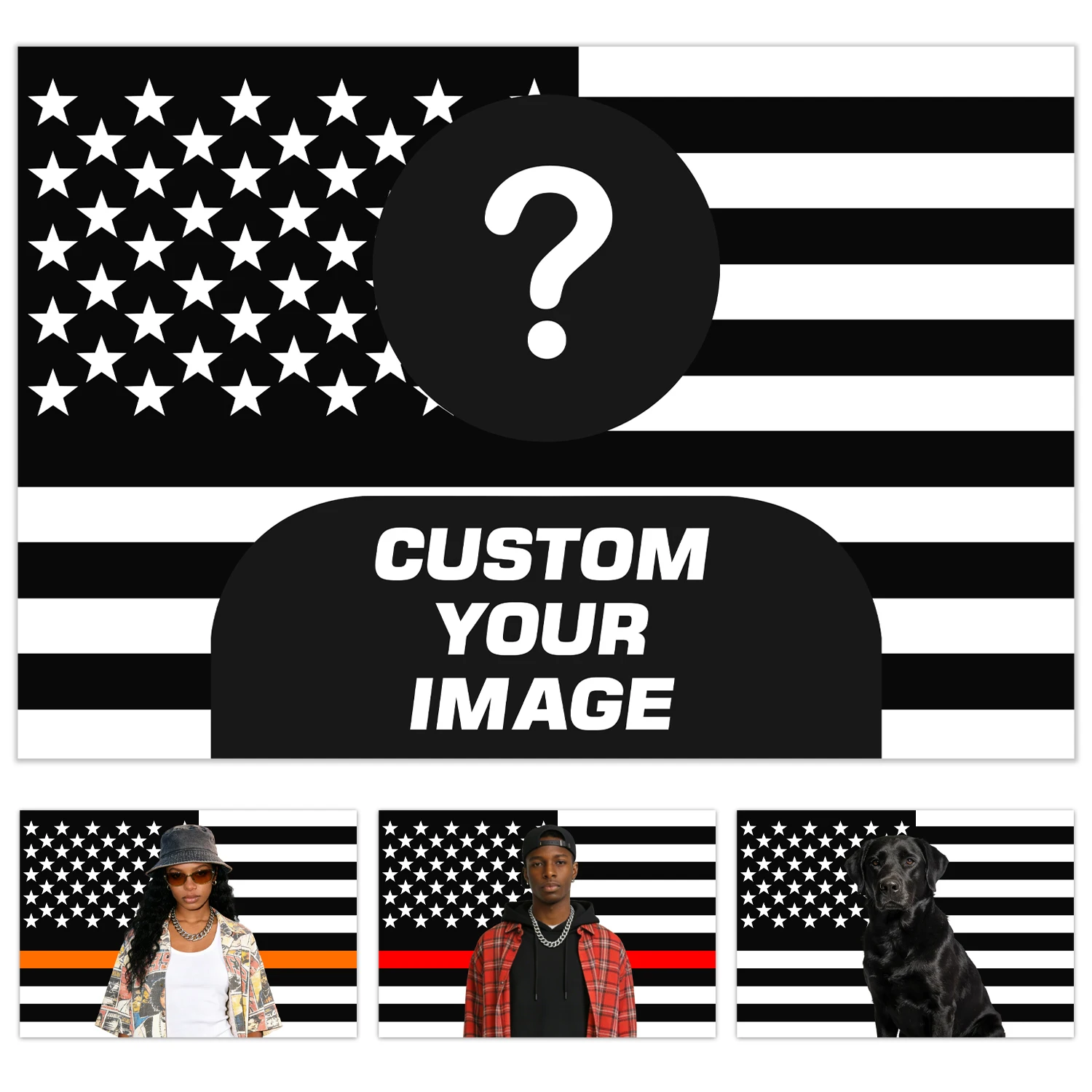 Personalized Photo Customized American Flag Tapestry, Room Decoration Banner Tapestry Customized for family, Pets, Idols