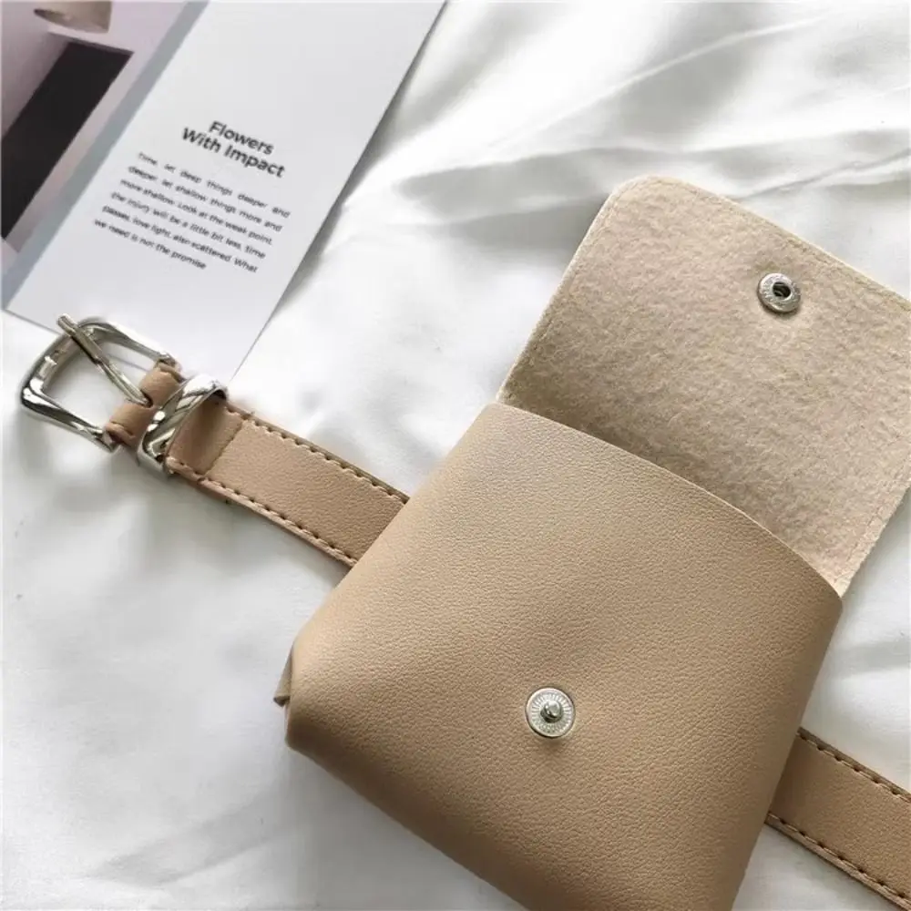 Fashion Korean Style Women Waist Bag PU Solid Color Belt Envelope Waist Bag Card Pocket Purse Small Card Bag Women