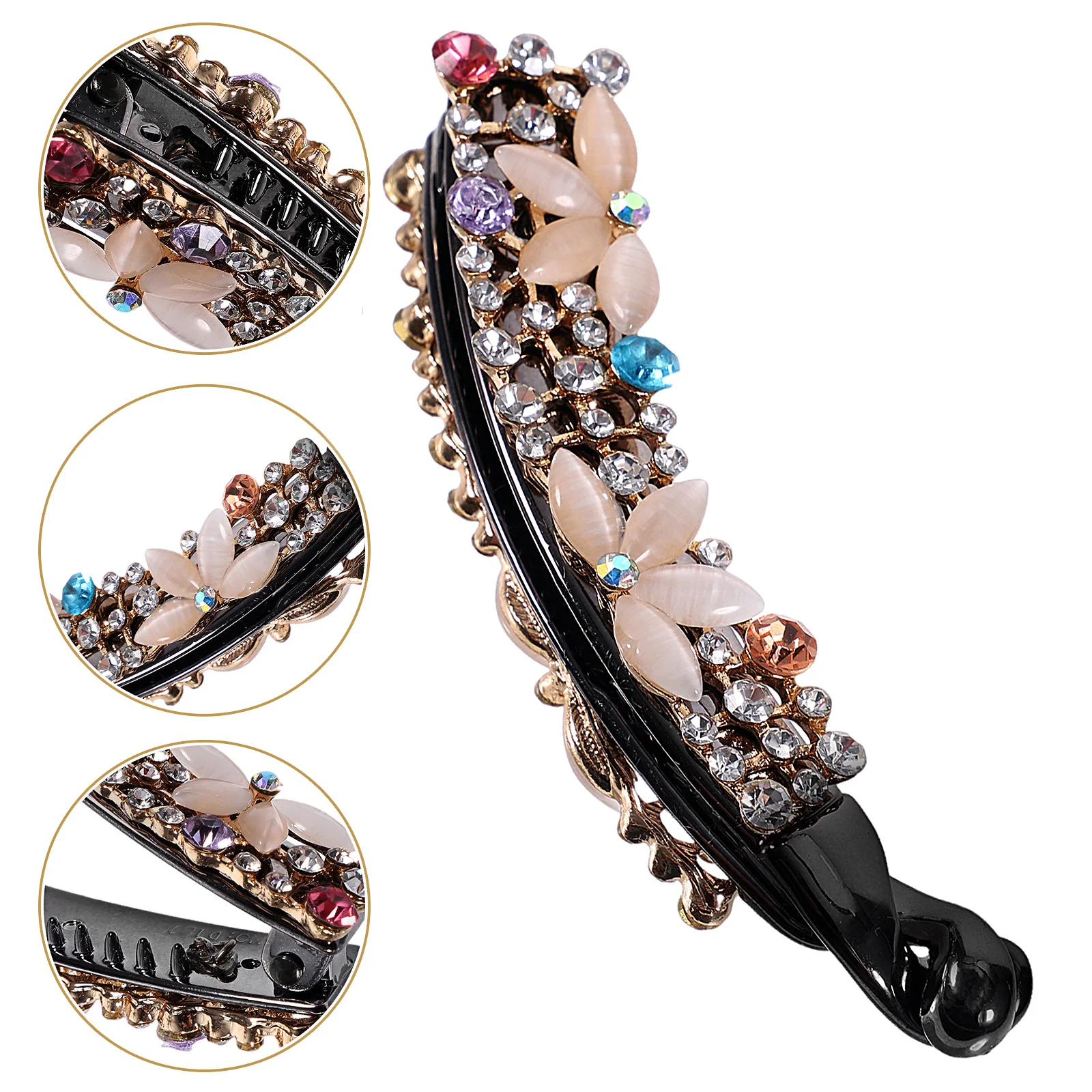 

Banana Clip Hair Women's Clips Rhinestone Opal Rhinestones for Styling Comb Vintage Accessories