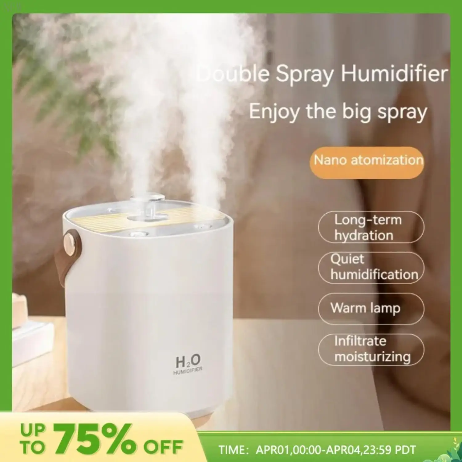 NEW Large Capacity Portable Cool Mist Double Spray Humidifier with Mute USB and Night Light for Bedroom and Living Room, Ideal f