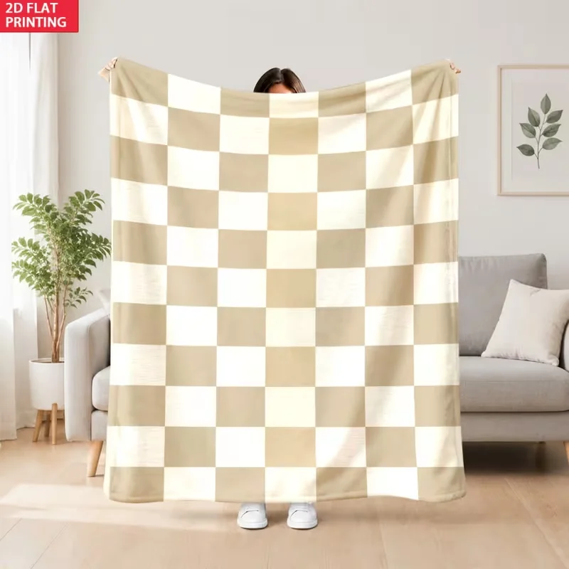 Autumn Orange Yellow Buffalo Plaid Blanket Classic Checkered Soft Blanket All Season For Sofa Bed Farmhouse Home Decor