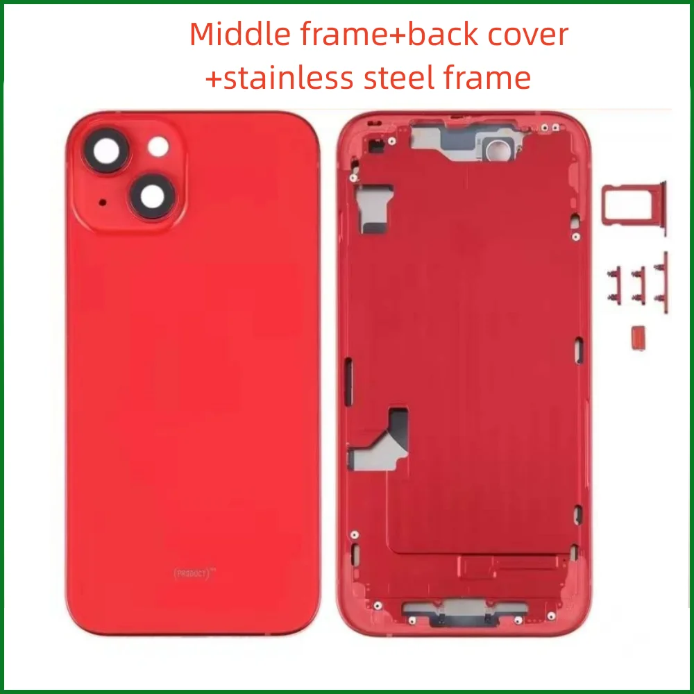 Back Housing Battery Cover For iPhone 14 14 Plus +Back Glass+Middle Frame Chassis+with Side Buttons+SIM Tray+Tools 14 Back Cover