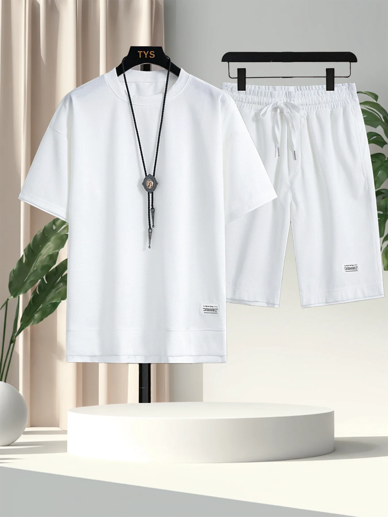 2025 Summer Men's Short Sleeve+Shorts Set Loose Youth Handsome Short Sleeve Shorts Two Piece Set Trendy Casual