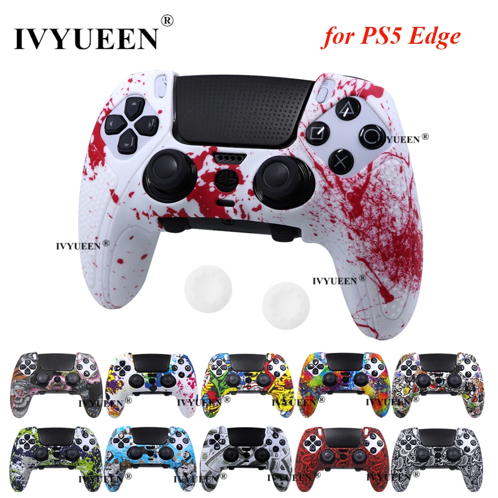 IVYUEEN Water Transform Printing Protective Skin for PlayStation 5 PS5 DualSense Edge Controller Soft Silicone Case Grip Cover