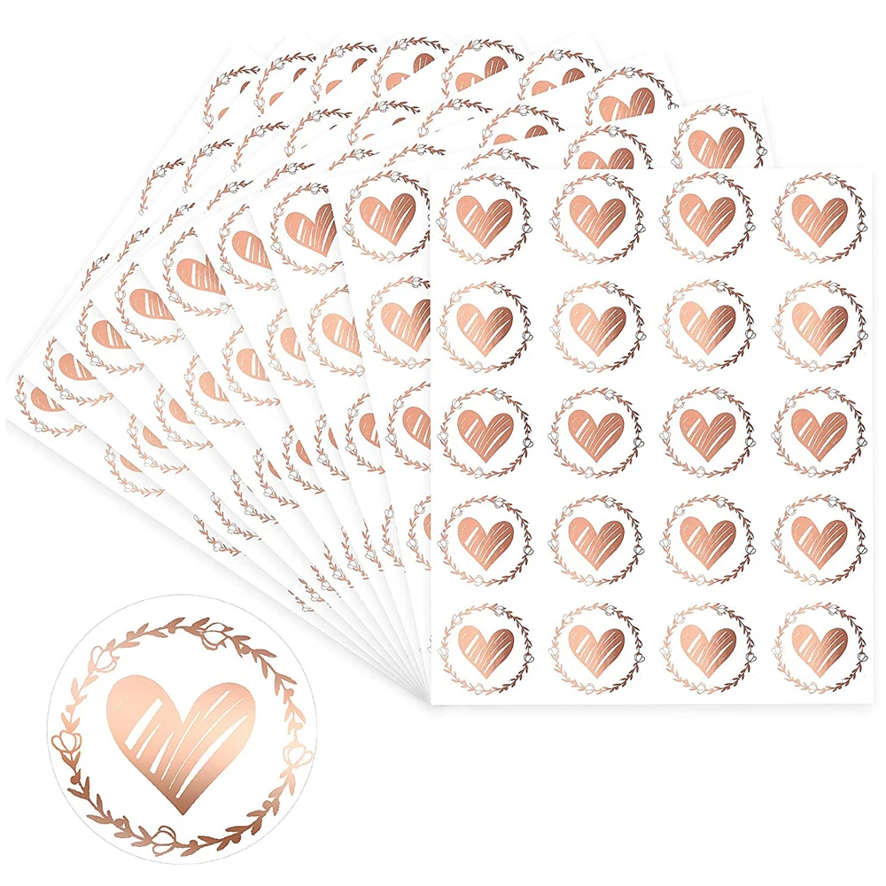 100-200pcs Clear Bronzing Heart Stickers Round Envelope Sealing Label for packaging for purchase clear round card gift decor